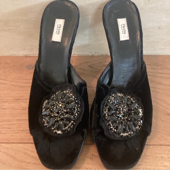 Prada Shoes - Prada, vintage, velvet and rhinestone high heel